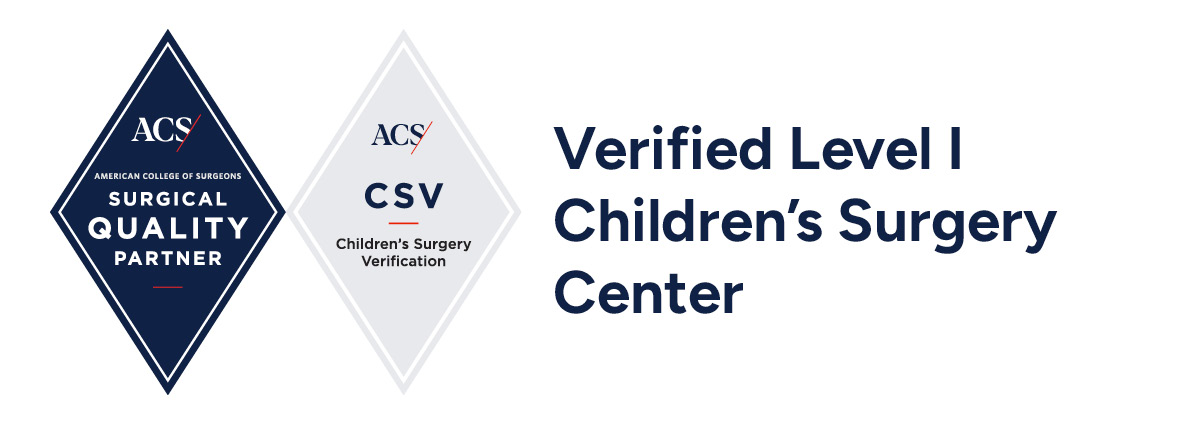 American College of Surgeons Surgical Quality Partner & Children's Surgery Center Verified Level 1 seals