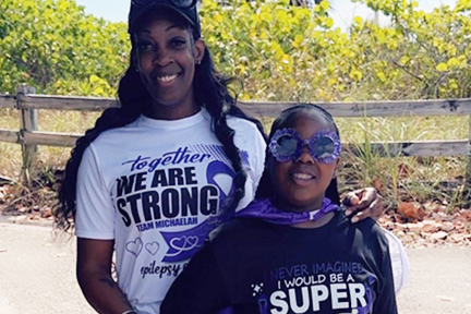 Michaelah and her mom, Christina, at 'Walk the Talk', the Epilepsy Alliance Florida's annual statewide awareness walk.