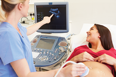 pregnant woman getting sonogram